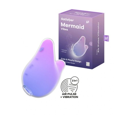 Vibrator Mermaid Vibes, Air Pulse, 11 Programe Suctiune, Silicon, USB, Mov foto