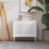 VidaXL Ușă de dulap design lambriu, alb, 39,5x59,4 cm, lemn masiv pin