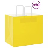 vidaXL Pungi de h&acirc;rtie 50 buc cu m&acirc;nere galbene 32x22x28 cm