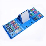 Set de pictura si desen profesional 208 piese AMYMAT - carioci, creioane colorate, pasteluri de ulei si acuarele. Set albastru, Oem