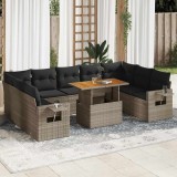 vidaXL Set mobilier de grădină cu perne, 10 piese, gri, poliratan 3327196