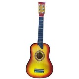Chitara Copii Lemn 63.5cm, Acustica, 6 Corzi Metalice, Pana + Coarda Rezerva, Galben/Cafea/Natural/Albastru/Negru/Rosu