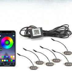 Set 6 lampi cu LED RGB 12V control prin aplicatie telefon. Diverse jocuri de