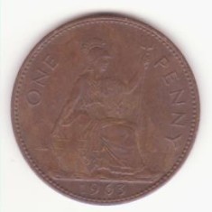 Marea Britanie 1 penny 1963 -Elizabeth II 1st portrait; without &#039;BRITT:OMN&#039;.
