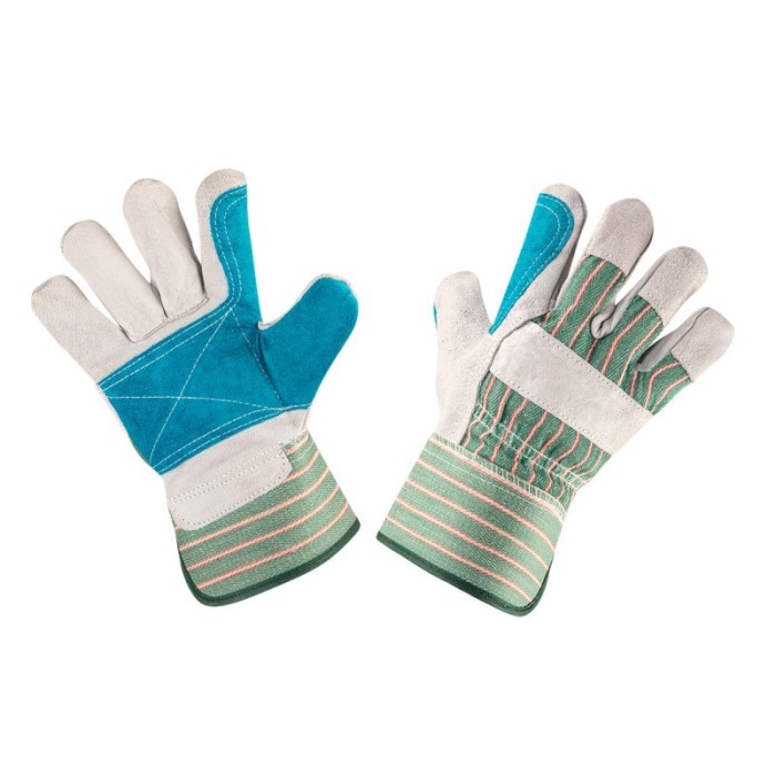 Manusi de lucru, din piele de bovina gri/albastru, marimea 10.5, HardWork ToolsRange