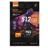 Dato - Memory Card Advance with Adapter (DTTF512GU3A2V30A) - MicroSDXC, 512GB, U3, A2, V30, Read 95MB/s - Black