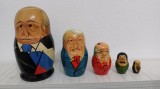 Matrioska -papusi din lemn-5 bucati- Lenin, Stalin,Brejnev Malenkov și Hrușciov