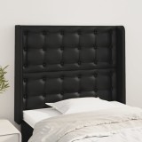 Gossi tablie de pat cu aripioare, negru, 93x16x118/128 cm, piele eco