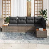 vidaXL Set de canapele pentru grădină cu pernă 5 pcs Gri Rattan poli