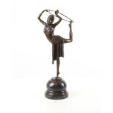 Dansatoare cu cercul-statueta Art Deco din bronz pe un soclu din marmura DC-4, Nuduri