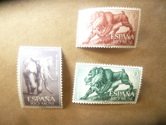 Serie Rio Muni colonie spaniola 1961 - Fauna , 3 valori