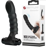 Vibrator Deget Alexander, 10 Functii Vibratii, Silicon, Negru, 13 cm