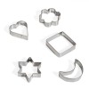 Set Forme Biscuiți, 5 Bucăți, Metalic, Inimă, Stea, Floare, Pătrat, Semilună, Oem
