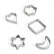 Set Forme Biscuiți, 5 Bucăți, Metalic, Inimă, Stea, Floare, Pătrat, Semilună