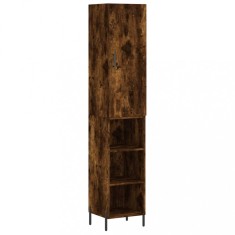 Dulap inalt, stejar fumuriu, 34,5x34x180 cm, lemn prelucrat