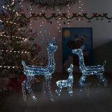 Decoratiune de Craciun familie reni 300 LED-uri alb rece acril GartenMobel Dekor, vidaXL