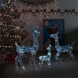 VidaXL Decorațiune de Crăciun familie reni 300 LED-uri alb rece acril