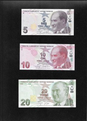 Set Turcia 5 + 10 + 20 lire 2009 unc foto