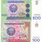 Bancnota Uzbekistan 200 si 500 Sum 1997-99 - P80-81 UNC (set 2 bancnote)