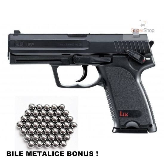 CEL MAI PUTERNIC AIRSOFT SPRING H&amp;K USP45,CALIBRU 6MM,FULL METAL+BILE METALICE!