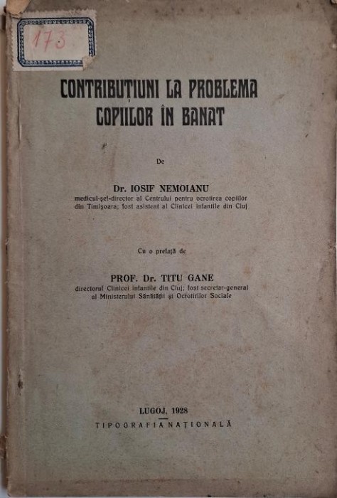 Contributiuni la problema copiilor din Banat &ndash; Iosif Nemoianu