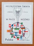 POLONIA-1966- CAMPIONAT MONDIAL de FOTBAL-LONDRA-Colita -stampilata.-Vezi-Scan