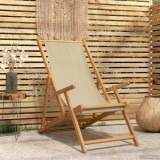 vidaXL Scaun de plajă Bej Lemn solid de tec 42032666