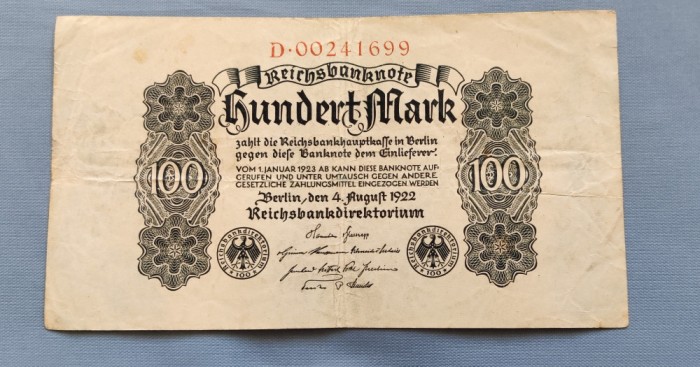 Germania - 100 Mark / 100 mărci (1922) Berlin