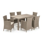 Cumpara ieftin Set de mobilier de grădină Meliowa cu 6 locuri, culoare cappuccino, cu pernă nisip