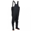 Salopeta Pescuit vidaXL cu Cizme Negre, Marimea 40, Impermeabila, Pieptar, Poliester PVC, Ajustabila