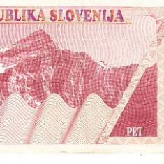 M1 - Bancnota foarte veche - Slovenia - 5 tolari - 1990