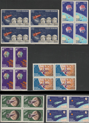 1965 Romania - Cosmonautica, blocuri de 4 timbre, LP 599 MNH foto
