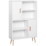 Cumpara ieftin HOMCOM Bibliotecă, Dulap Multifuncțional cu 2 Uși și Rafturi, 80x23.5x123 cm, Alb | Aosom Romania