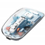 Cumpara ieftin Mouse Nou M133, 2400dpi, 5 Butoane, Indicator Nivel Baterie, Transparent, Albastru, Wireless + Bluetooth NewTechnology Media