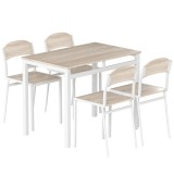 HOMCOM Set Masă de Pr&acirc;nz din 5 Piese cu 1 Masă Dreptunghiulară și 4 Scaune, 100x63x76,5 cm, Gri și Alb | Aosom Romania