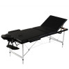 Masă masaj pliabilă, 3 zone, negru, cadru aluminiu, vidaXL