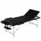 Masă masaj pliabilă, 3 zone, negru, cadru aluminiu