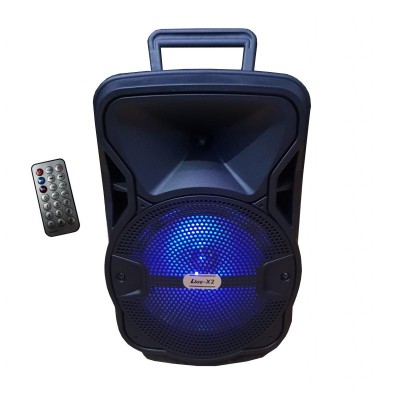 Boxa portabila cu Bluetooth ,cititor USB , card MicroSD , radio , microfon cu fir , negru foto