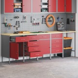 vidaXL Set dulap de lucru/masă de colț, 5 piese, roșu, lemn prelucrat