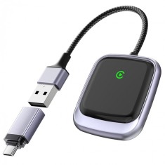 Adaptor auto wireless iSEN A23 pentru Android Auto si CarPlay, Negru, USB si Type-C, Conectare automata, 5.8 GHz, Plug Play