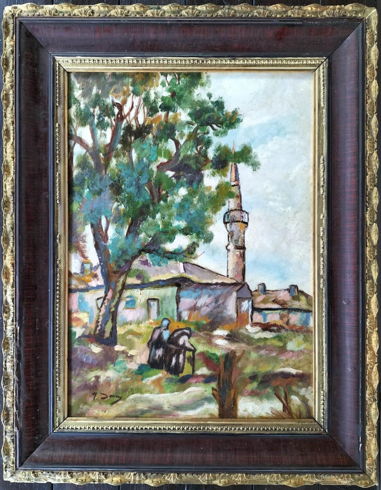 Dan IALOMIŢEANU (1899-1979)-Peisaj cu geamie din Dobrogea, pictură în ulei