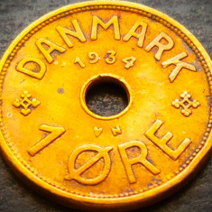 Moneda istorica 1 ORE - DANEMARCA, anul 1934 * cod 4117