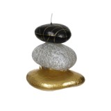 Lumanare Decorativa 3 Pietricele Auriu/Gri/Negru, 12x10x13 cm, Oem