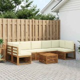 vidaXL Set de canapele de exterior cu pernă 8 pcs Natural și Crem 3384131