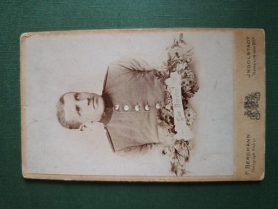 fotografie atelier BERGMANN -MUNCHEN .DOMN MILITAR ,dimensiuni 11 cm x 6 cm, anii 1900 foto