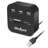 Hub USB 2.0 3p + card reader Rebel negru