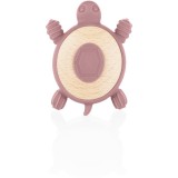 Zopa Silicone Wooden Teether Turtle jucărie pentru dentiție 0 m+ Old Pink 1 buc