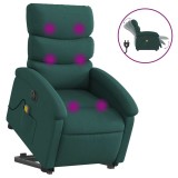 Cumpara ieftin Fotoliu electric masaj rabatabil / ridicare verde inchis textil