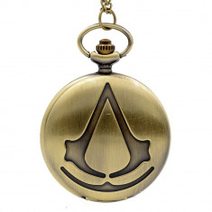 Ceas de buzunar cu lant Quartz Assassin&amp;#039;s Creed logo foto