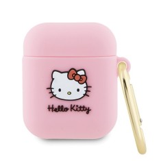 Husa Hello Kitty 3D Kitty Head pentru Apple AirPods Pro Series, Roz
